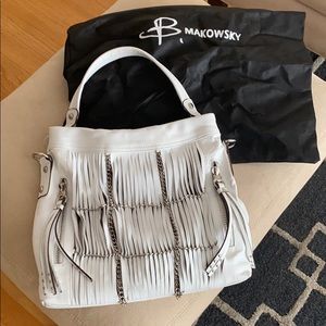 White b. Makowsky Soft Leather Handbag